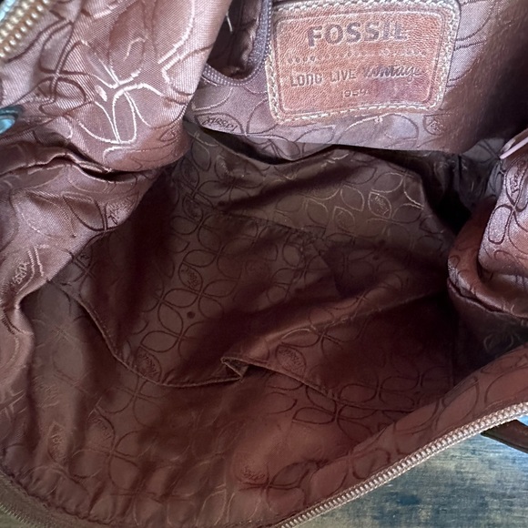 FOSSIL Leather Patchwork Shoulder Bag Crossbody Hobo Handbag Purse VINTAGE - Picture 6 of 15